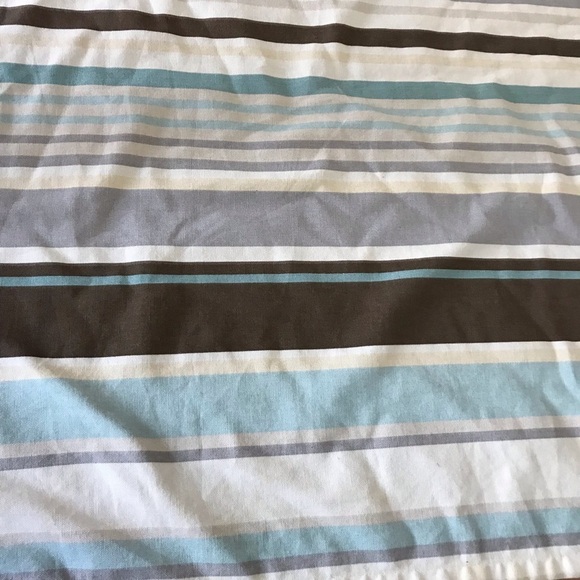 Striped Shower Curtain Beach Brown Tan Aqua Blue stripes - Picture 3 of 14